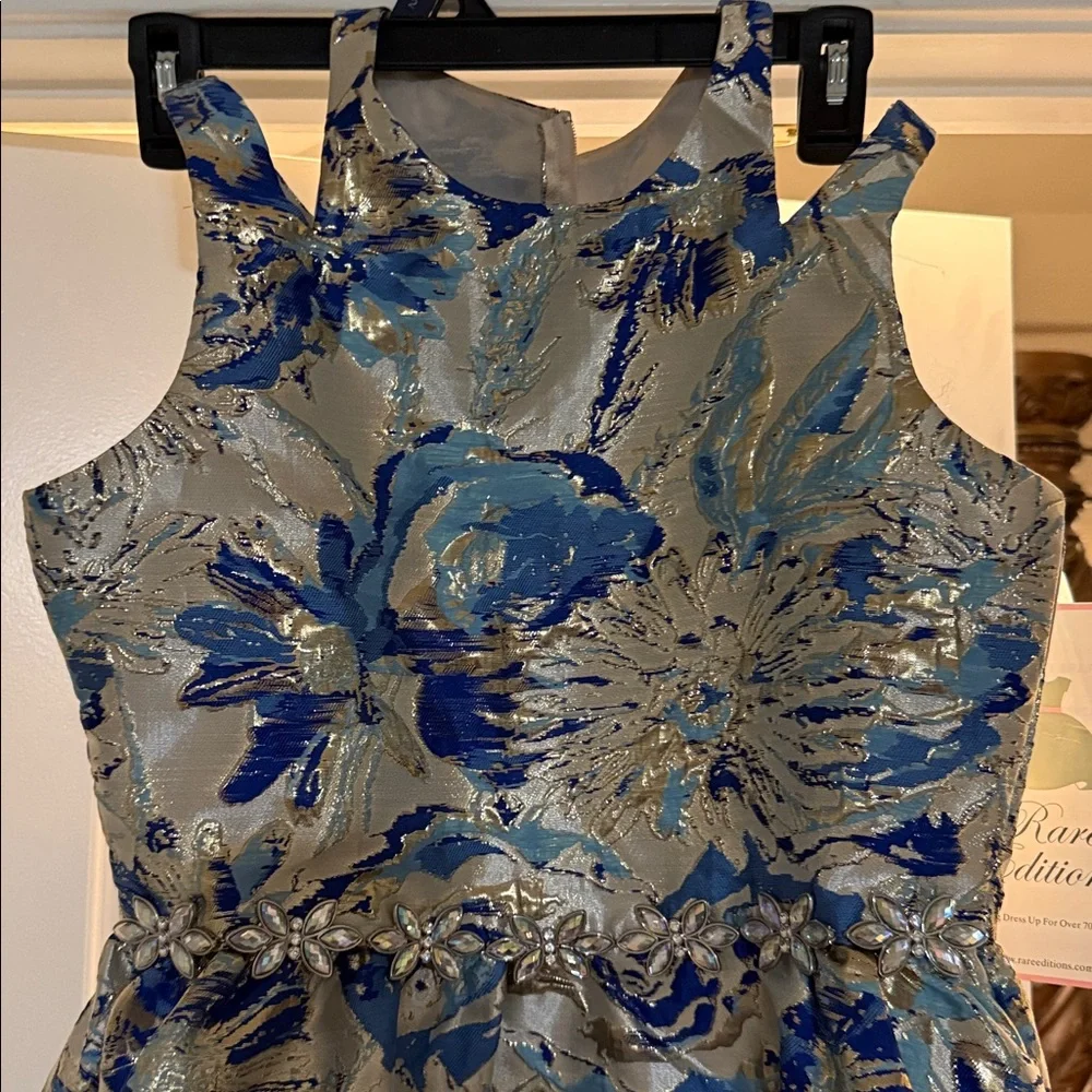 NWT Rare Editions Blue and Silver High Low Dress - Picture 6 of 6